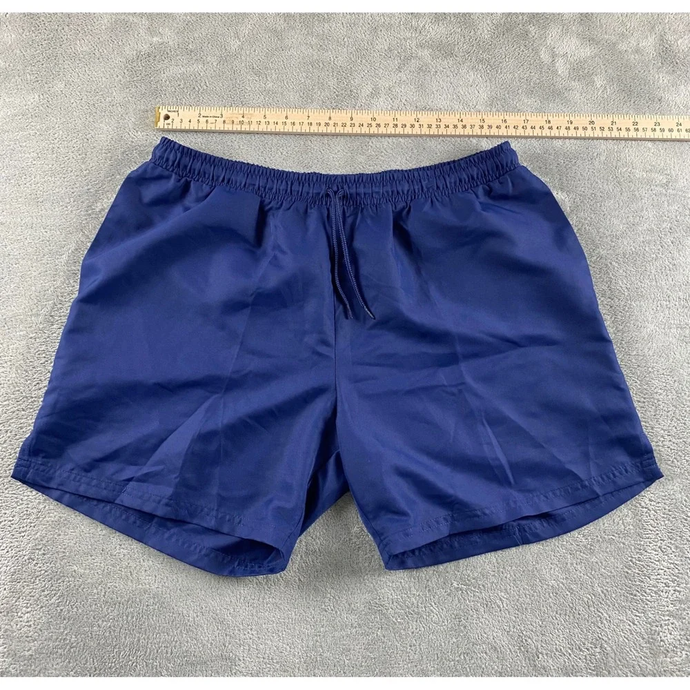 BCG Mens Navy Blue Athletic Gym Shorts Large Elastic Drawstring Waist Solid